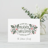 Sweet Holly Greenery kerstfeestjes Feestdagenkaart (Staand voorkant)