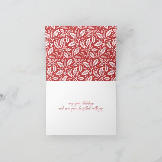 Sweet Holly Greenery kerstrood Feestdagen Kaart (Binnen)