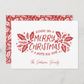 Sweet Holly Greenery kerstrood Feestdagenkaart (Voorkant / Achterkant)