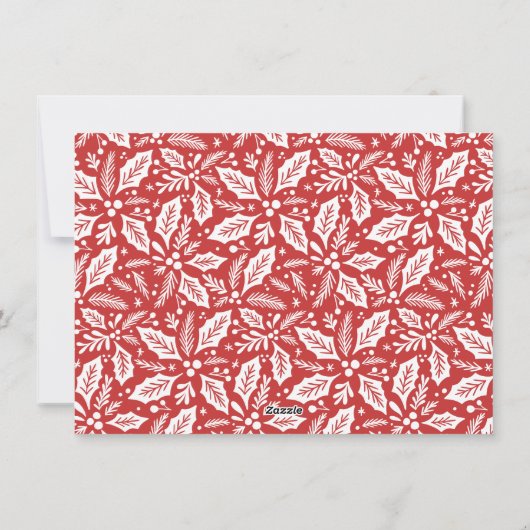 Sweet Holly Greenery kerstrood Feestdagenkaart (Achterkant)