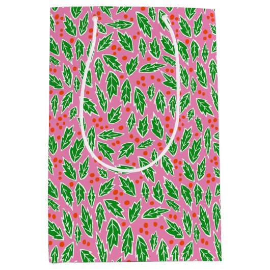 Sweet Holly-kerstfeestdag - kerstpatroon Medium Cadeauzakje (Voorkant)