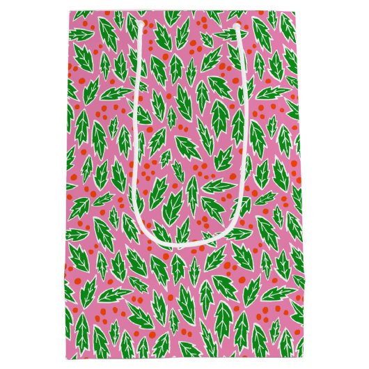 Sweet Holly-kerstfeestdag - kerstpatroon Medium Cadeauzakje (Achterkant)