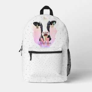 Sweet Holstein Koe Kinder Roze Naam Monogram Dier Bedrukte Rugzak