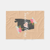 Sweet Home Alabama State Waterverf Bloemen & Hart Fleece Deken (Voorkant (Horizontaal))