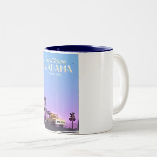 "Sweet home" Alabama Travel poster Tweekleurige Koffiemok (Voorkant rechts)