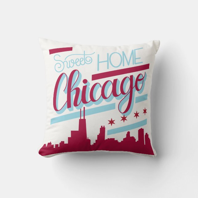 Sweet Home Chicago kussen hoesje, gooi kussen deco (Voorkant)