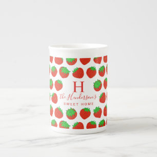Sweet Home Family Monogram aardbei Porselein Kop