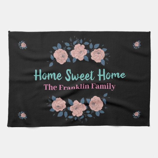Sweet Home Flowers Waterverven personaliseren Theedoek (Horizontaal)