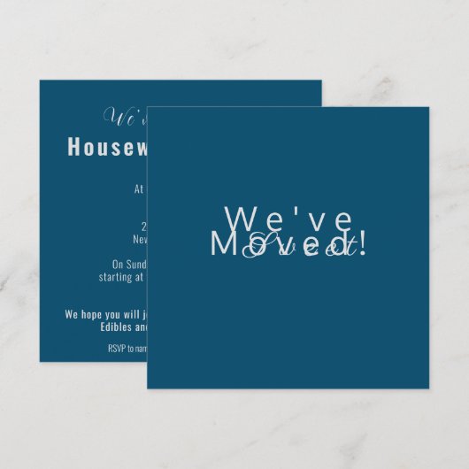 Sweet Home Housewarming Party, Ocean Blue Uitnodig (Voorkant / Achterkant)