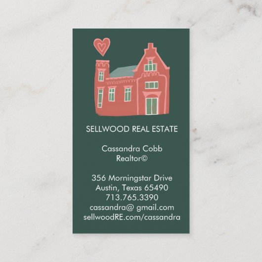 Sweet Home Modern Real Estate Broker Agent Realtor Visitekaartje (Achterkant)