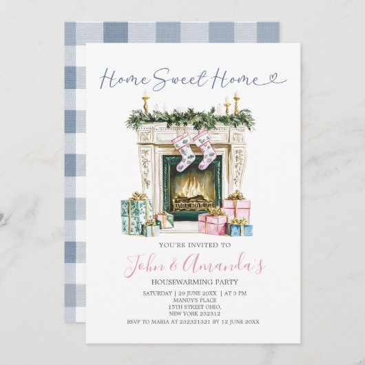 Sweet Home Open haard Kerstmis Housewarming Party Kaart (Voorkant / Achterkant)