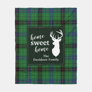 Sweet Home Tartan Clan Davidson Persoonlijke spelr Fleece Deken