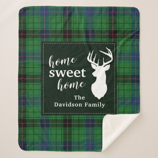 Sweet Home Tartan Davidson Persoonlijke spelregels Sherpa Deken (Voorkant)