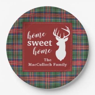 Sweet Home Tartan Familie Plakken Custom Papieren Bordje