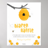 Sweet Honey Bee Baby shower Diaper Raffle Sign Poster (Voorkant)