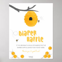 Sweet Honey Bee Baby shower Diaper Raffle Sign