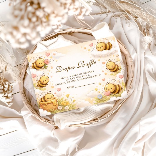 Sweet Honey Bee Baby Shower Diapper Raffle Informatiekaartje