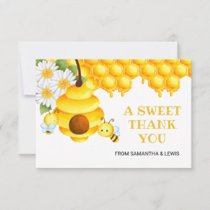 Sweet Honey bee Baby shower Gender Neutral Flat Bedankkaart