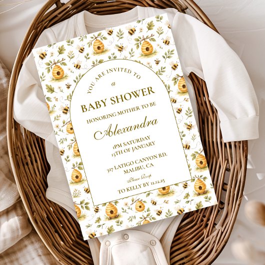 Sweet Honey Bee Baby Shower Kaart