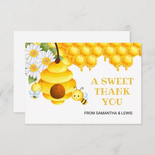 Sweet Honey Bee Bedankt Card (Voorkant / Achterkant)