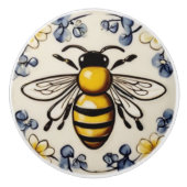 Sweet Honey Bee Blauw Geel & Groen Mediterraan Keramische Knop (Voorkant)