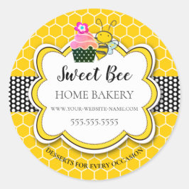 Sweet Honey Bee Cupcake Bakery Classic Round Stick Ronde Sticker