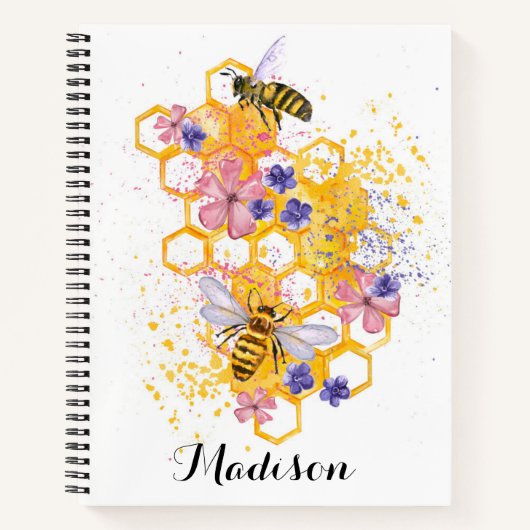 Sweet Honey Bee Floral Honeycomb Notitieboek (Voorkant)