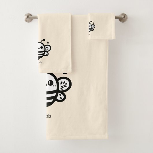 Sweet Honey Bee - Kawaii Nursery Line Art Bad Handdoek (Insitu)