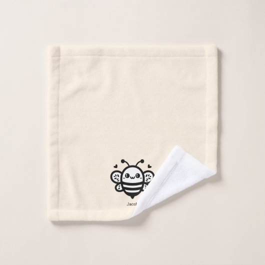 Sweet Honey Bee - Kawaii Nursery Line Art Bad Handdoek (Wasdoekje)