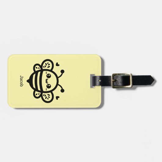 Sweet Honey Bee - Kawaii Nursery Line Art Bagagelabel (Voorkant horizontaal)