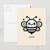 Sweet Honey Bee - Kawaii Nursery Line Art Briefkaart (Voorkant / Achterkant)
