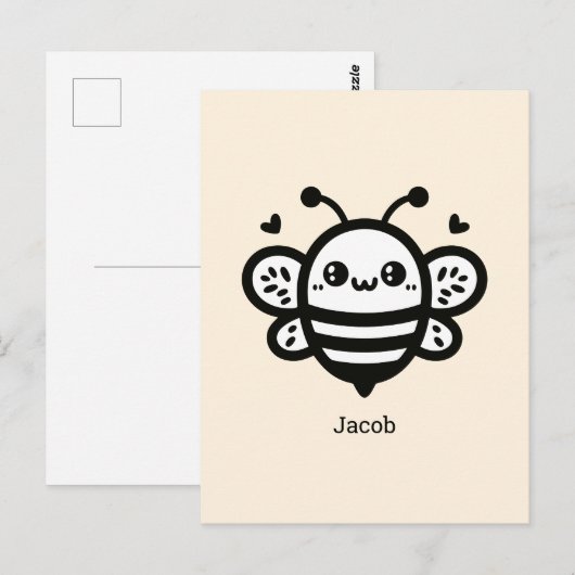 Sweet Honey Bee - Kawaii Nursery Line Art Briefkaart (Voorkant / Achterkant)