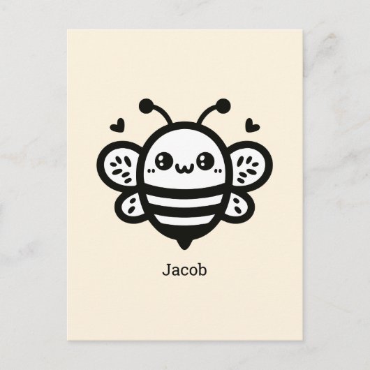 Sweet Honey Bee - Kawaii Nursery Line Art Briefkaart (Voorkant)