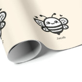 Sweet Honey Bee - Kawaii Nursery Line Art Cadeaupapier (Rol Hoek)