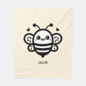 Sweet Honey Bee - Kawaii Nursery Line Art Fleece Deken (Voorkant)