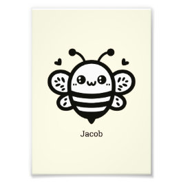 Sweet Honey Bee - Kawaii Nursery Line Art Foto Afdruk