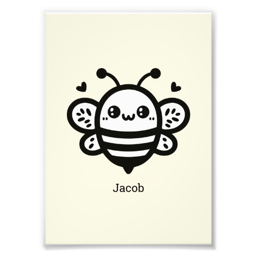 Sweet Honey Bee - Kawaii Nursery Line Art Foto Afdruk (Voorkant)