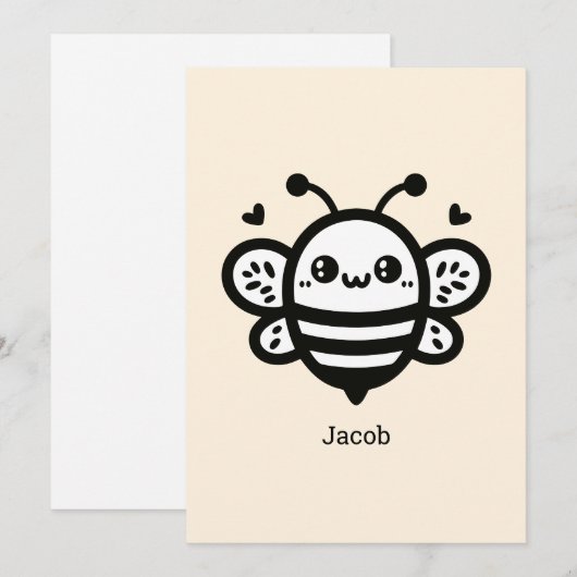 Sweet Honey Bee - Kawaii Nursery Line Art Kaart (Voorkant / Achterkant)