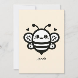 Sweet Honey Bee - Kawaii Nursery Line Art Kaart