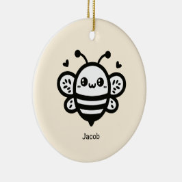Sweet Honey Bee - Kawaii Nursery Line Art Keramisch Ornament