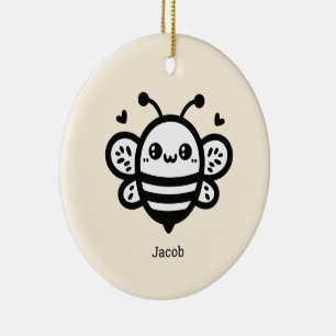 Sweet Honey Bee - Kawaii Nursery Line Art Keramisch Ornament