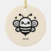 Sweet Honey Bee - Kawaii Nursery Line Art Keramisch Ornament (Voorkant)