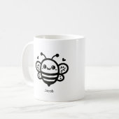 Sweet Honey Bee - Kawaii Nursery Line Art Koffiemok (Voorkant links)