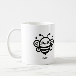 Sweet Honey Bee - Kawaii Nursery Line Art Koffiemok