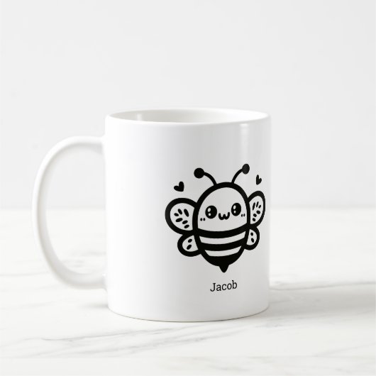 Sweet Honey Bee - Kawaii Nursery Line Art Koffiemok (Links)