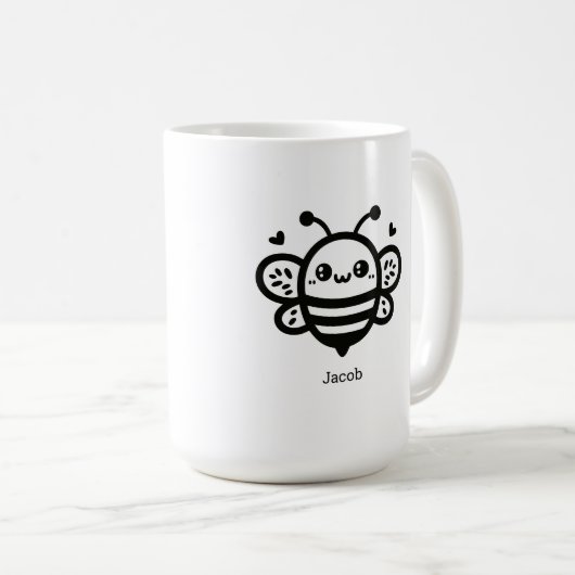 Sweet Honey Bee - Kawaii Nursery Line Art Koffiemok (Voorkant rechts)