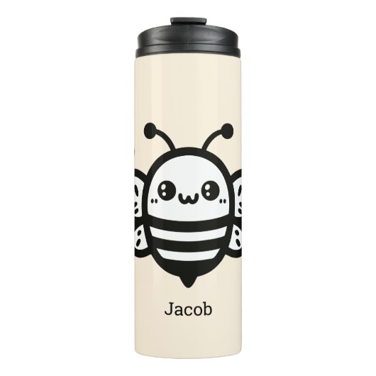 Sweet Honey Bee - Kawaii Nursery Line Art Thermosbeker (Voorkant)