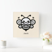 Sweet Honey Bee - Kawaii Nursery Line Art Vierkante Klok (Huis)