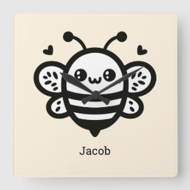 Sweet Honey Bee - Kawaii Nursery Line Art Vierkante Klok