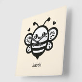 Sweet Honey Bee - Kawaii Nursery Line Art Vierkante Klok (Hoek)